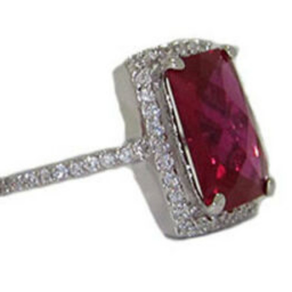 NWT ring pink cz white gold plate inverted cushion - Picture 2 of 4